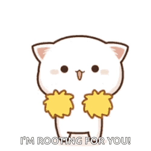 Cartoon Cat Holding Yellow Pom Poms GIF