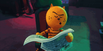 A Cartoon Cat Is Holding Up A Newspaper With The Word Cop Written On It GIF