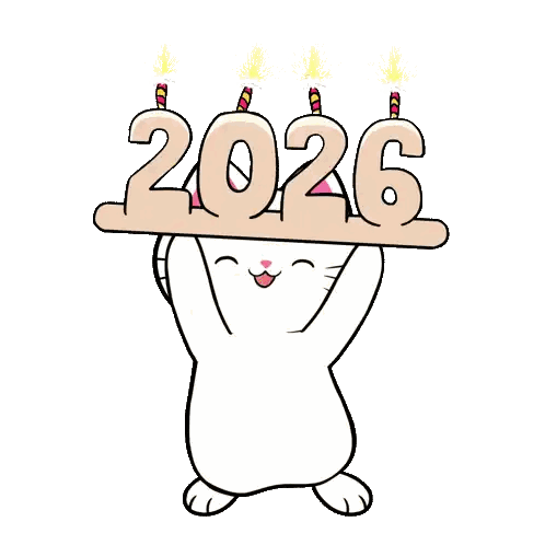 A Cartoon Cat Is Holding Up A Sign That Reads 2026 Sticker