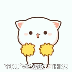 A Cartoon Cat Is Holding Yellow Pom Poms In Its Paws And Saying `` You 'Ve Got This '' . GIF