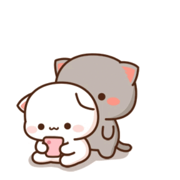 Cartoon Cat Hugging Smaller Cat With Heart GIF