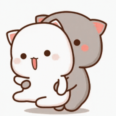 A Cartoon Cat Is Hugging A White Cat . GIF