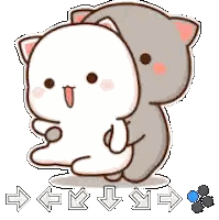 A Cartoon Cat Is Hugging A White Cat With Arrows Pointing In Opposite Directions . Sticker