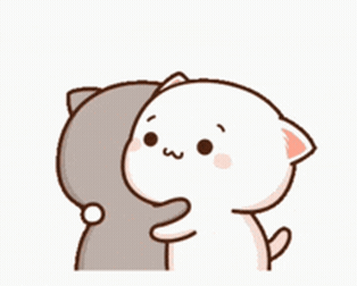 A Cartoon Cat Is Hugging Another Cat . GIF