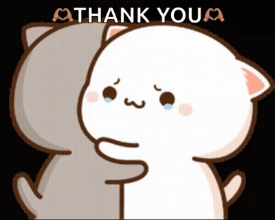 A Cartoon Cat Is Hugging Another Cat With The Words Thank You Written Above It GIF
