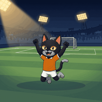 A Cartoon Cat Is Jumping In The Air While Wearing A Soccer Uniform GIF