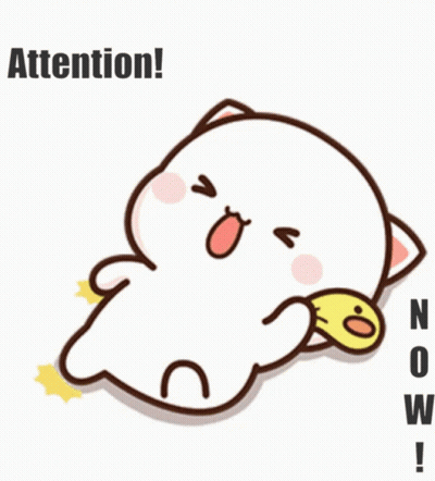 A Cartoon Cat Is Kicking A Yellow Duck With The Words Attention Now Written Below It GIF