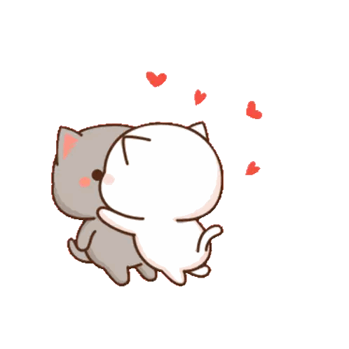 A Cartoon Cat Is Kissing A White Cat On The Cheek Sticker