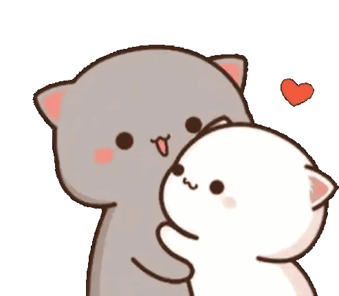 A Cartoon Cat Is Kissing Another Cat With A Heart Behind Them . Sticker