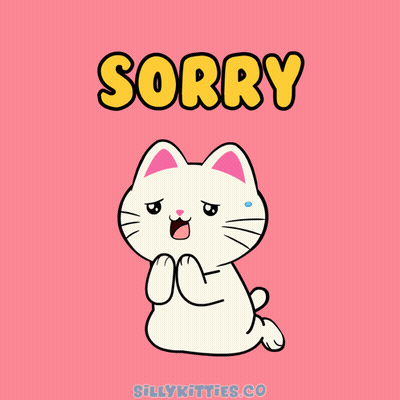 A Cartoon Cat Is Kneeling Down With The Word Sorry Above It GIF