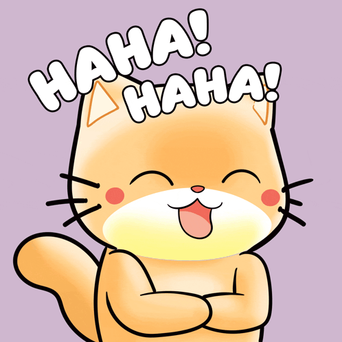 A Cartoon Cat Is Laughing And Says Haha GIF