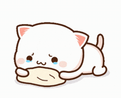 A Cartoon Cat Is Laying Down And Crying While Holding A Blanket . GIF