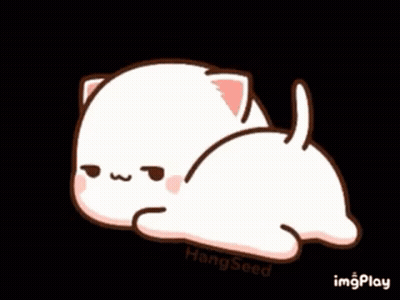 A Cartoon Cat Is Laying Down On Its Back With A Black Background GIF