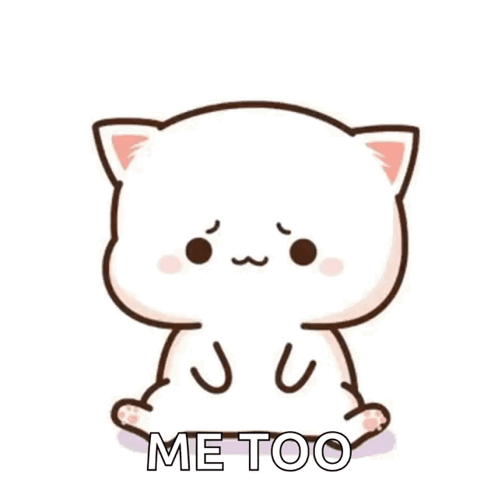 A Cartoon Cat Is Laying Down On The Ground And Saying `` Me Too '' . GIF
