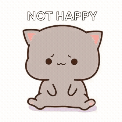 A Cartoon Cat Is Laying Down On The Ground And Says `` Not Happy '' . GIF
