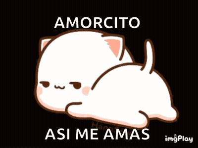 A Cartoon Cat Is Laying Down With The Words Amorcito Asi Me Amas Above It GIF