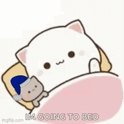 A Cartoon Cat Is Laying In A Bed With A Teddy Bear And A Santa Hat On . GIF