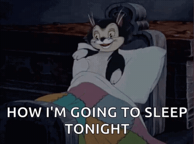 A Cartoon Cat Is Laying In Bed With The Words " How I 'M Going To Sleep Tonight " On The Bottom GIF