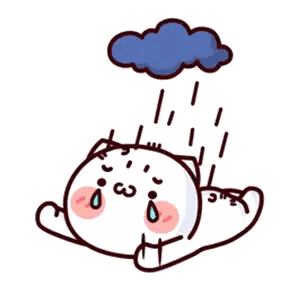 A Cartoon Cat Is Laying In The Rain With A Cloud Above It . Sticker
