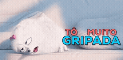 A Cartoon Cat Is Laying On A Bed With The Words To Muito Gripada Below It GIF