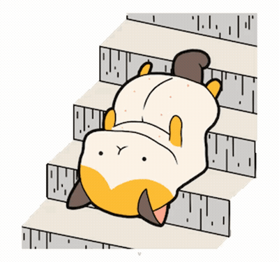 A Cartoon Cat Is Laying On Its Back On Some Stairs . GIF