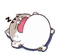 A Cartoon Cat Is Laying On Its Back With Its Tongue Out And Yawning . Sticker