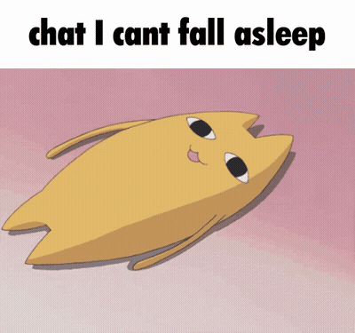 A Cartoon Cat Is Laying On Its Back With The Words Chat I Cant Fall Asleep Above It GIF