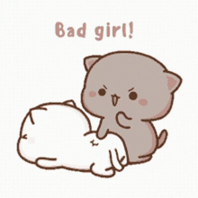 A Cartoon Cat Is Laying On Top Of Another Cat And Says `` Bad Girl '' . GIF