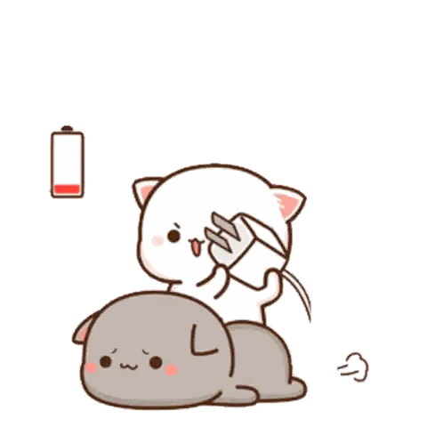A Cartoon Cat Is Laying On Top Of Another Cat While Holding A Phone . Sticker