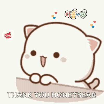 A Cartoon Cat Is Leaning On A Wall And Saying Thank You Honeybear GIF