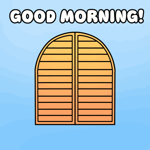 A Cartoon Cat Is Looking Out Of An Open Window And The Words Good Morning Are Above It GIF