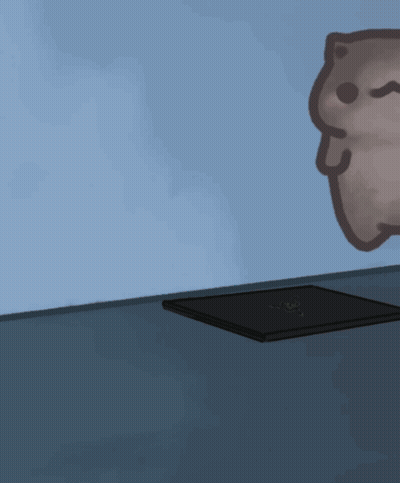 A Cartoon Cat Is Looking Over A Razer Laptop Screen GIF