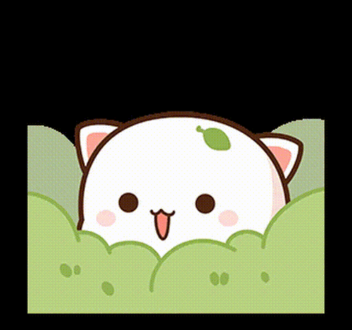 Cartoon Cat Peeking From Behind Bush GIF