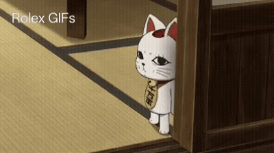 A Cartoon Cat Is Peeking Out Of A Doorway With The Words Rolex Gifs Written Above It GIF