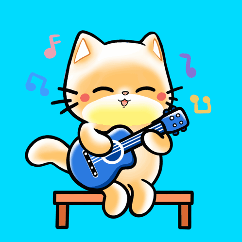 A Cartoon Cat Is Playing A Guitar And Singing GIF