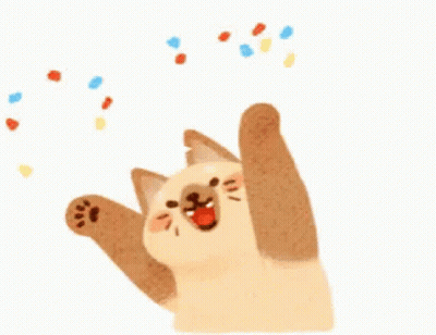 A Cartoon Cat Is Playing With Confetti And Reaching Up To Catch It . GIF