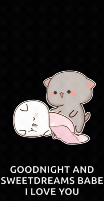 A Cartoon Cat Is Putting A Pillow On A Sleeping Cat . GIF