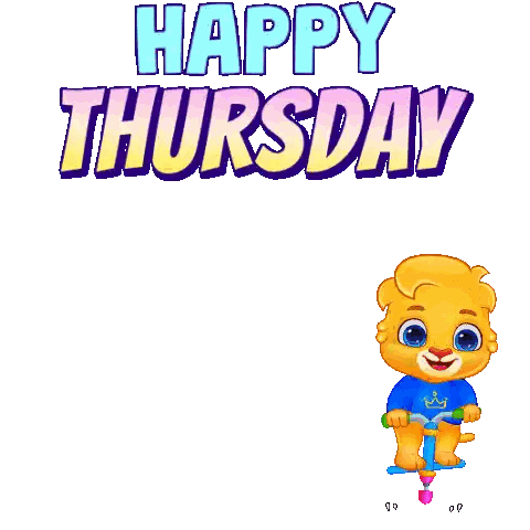 A Cartoon Cat Is Riding A Pogo Stick With The Words Happy Thursday Behind It Sticker