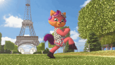 A Cartoon Cat Is Running In Front Of The Eiffel Tower In Paris GIF