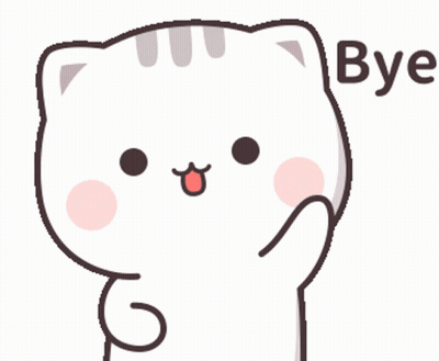 A Cartoon Cat Is Saying " Bye " With Its Tongue Out GIF