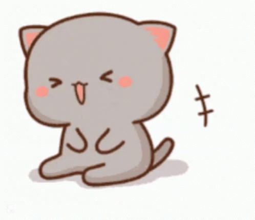A Cartoon Cat Is Sitting Down And Making A Face While A Cross Is Next To It . GIF