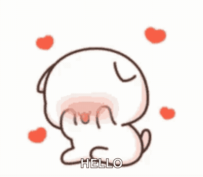 A Cartoon Cat Is Sitting Down With Hearts Around It And Saying Hello . GIF