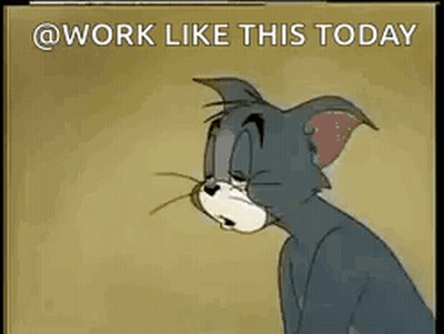 A Cartoon Cat Is Sitting Down With His Eyes Closed And The Words `` Work Like This Today '' Written Above Him . GIF