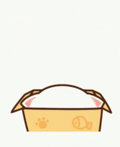 A Cartoon Cat Is Sitting In A Cardboard Box . GIF