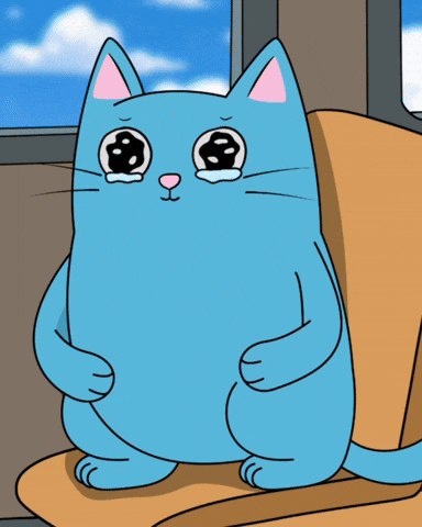 A Cartoon Cat Is Sitting In A Chair With Tears In Its Eyes GIF