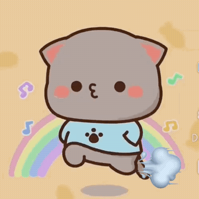 A Cartoon Cat Is Sitting In Front Of A Rainbow And A Rainbow . GIF
