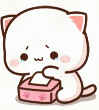 A Cartoon Cat Is Sitting Next To A Box Of Tissues . GIF