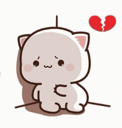 A Cartoon Cat Is Sitting Next To A Broken Heart On A Wall . GIF