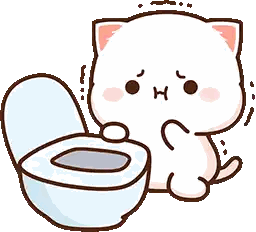 A Cartoon Cat Is Sitting Next To A Toilet With Its Paw On It . Sticker