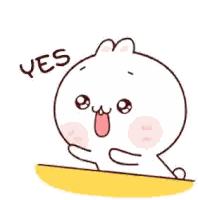 A Cartoon Cat Is Sitting On A Table And Says Yes . Sticker